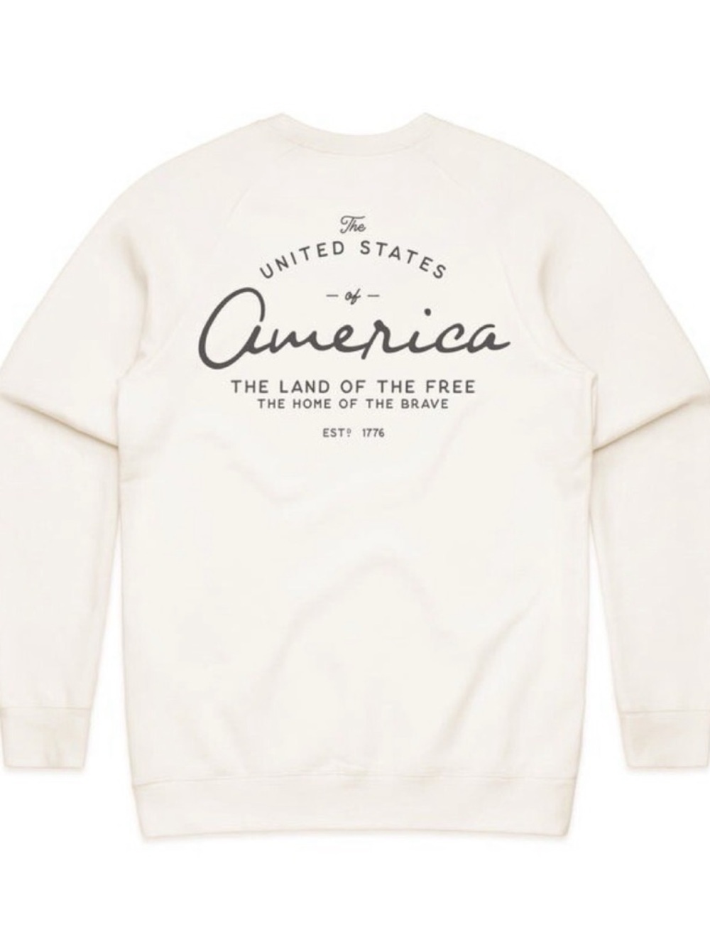 Women’s white United States of America patriotic sweatshirt, size Large